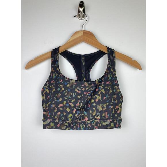 Athleta Contender Multi-colored Ancient Forest Leopard Sports Bra - Size XS - Picture 2 of 7